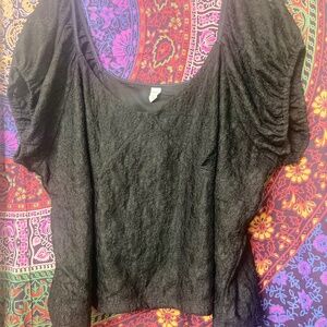 Nordstrom BP. Brand, Black, Short Cap Sleeve, Lace, Crop Top Plus size 4X